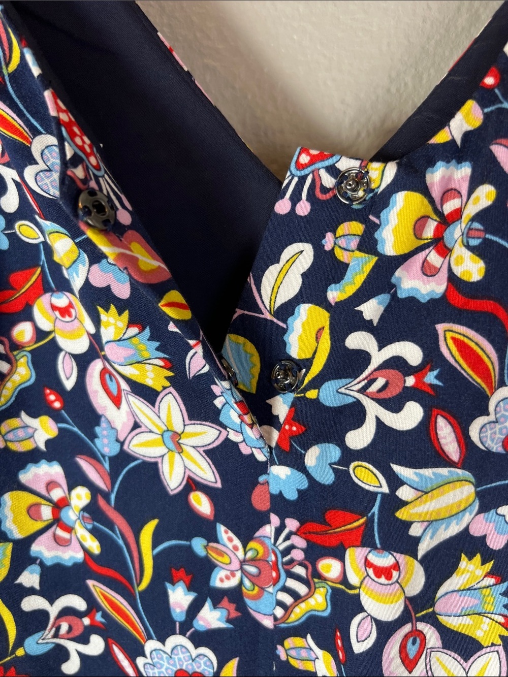 Boden Cecelia Navy Blue Floral Jumper Romper with Red Tassels 6 - Picture 7 of 15